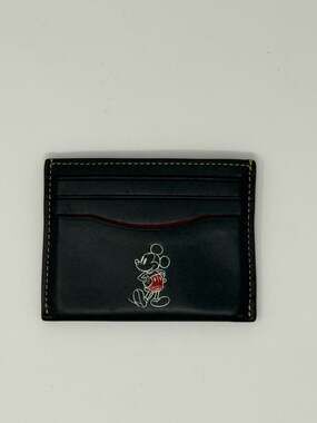 Coach x Disney Mickey Mouse Slim Card Case in Black Leather